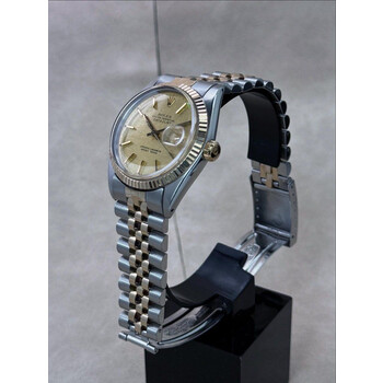 (SOLD!!) 36mm • 1984 Rolex DateJust 16013 18k Gold Bezel Gold “Linen” Dial